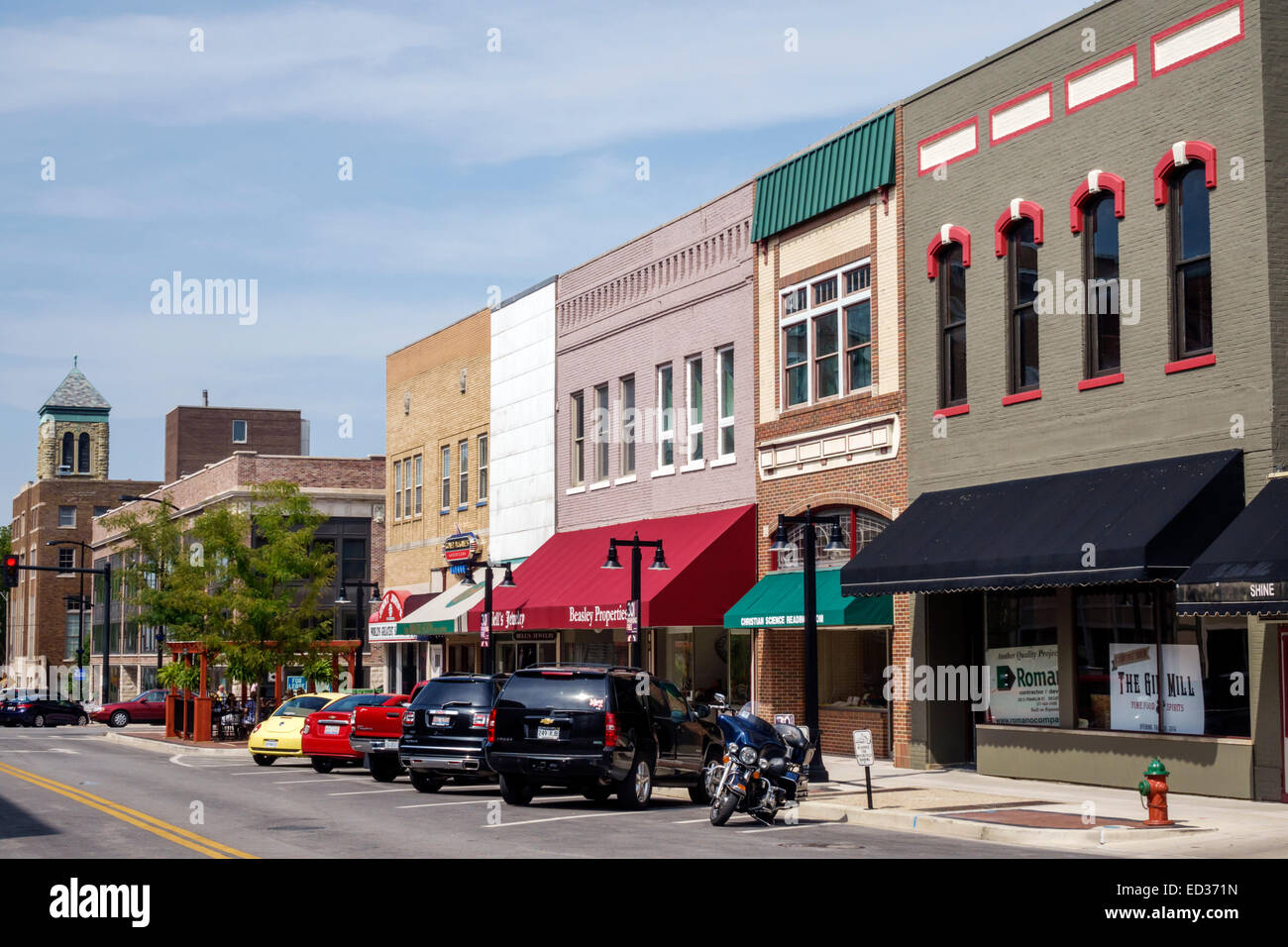 Illinois Decatur East Prairie Street downtown buildings Stock Photo