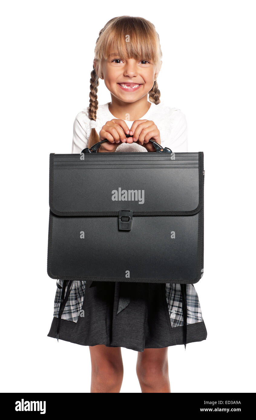 Little girl with briefcase Stock Photo Alamy