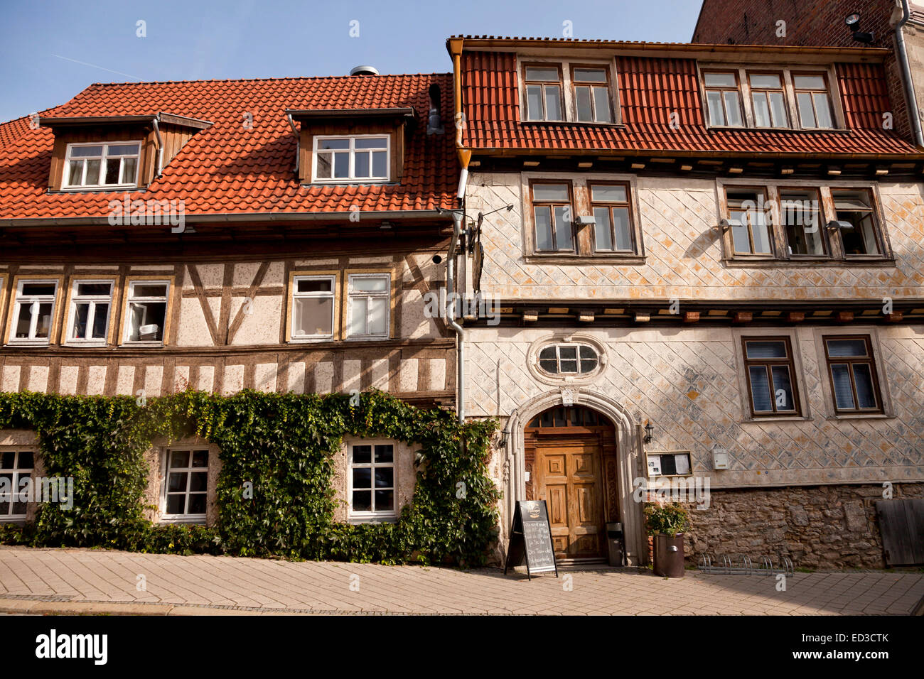 Timber(Frame) houses, Mühlhausen,  Unstrut-Hainich district, Thuringia, Germany Stock Photo