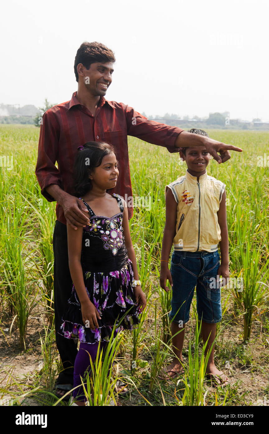 indian rural farmer and child Farm enjoy Stock Photo
