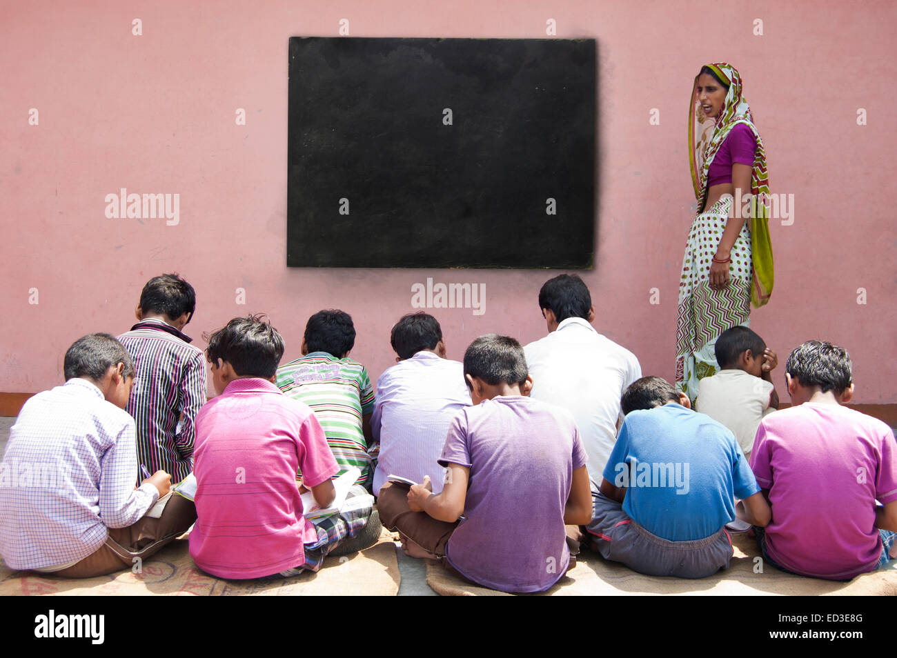 indian rural Teacher woman Teaching Children Stock Photo Alamy