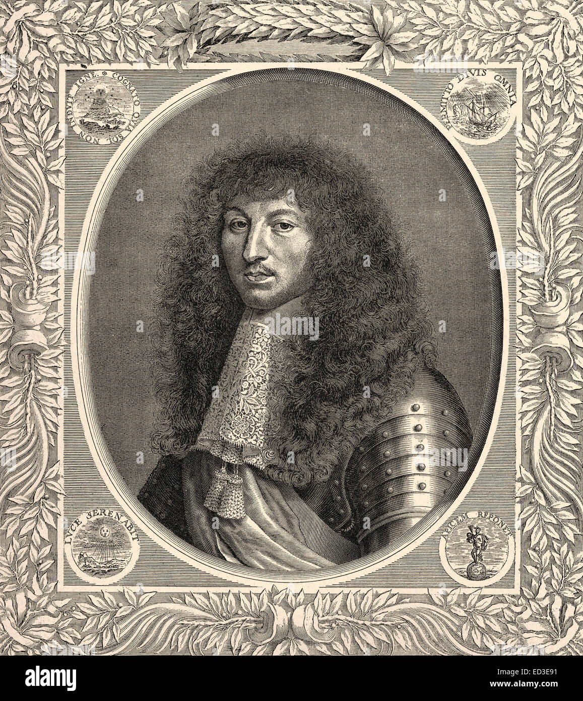 Portrait of Louis XIV, Louis le Grand, 1638 - 1715, King of France and Navarre, called the Sun King or le Roi-Soleil, Portrait v Stock Photo