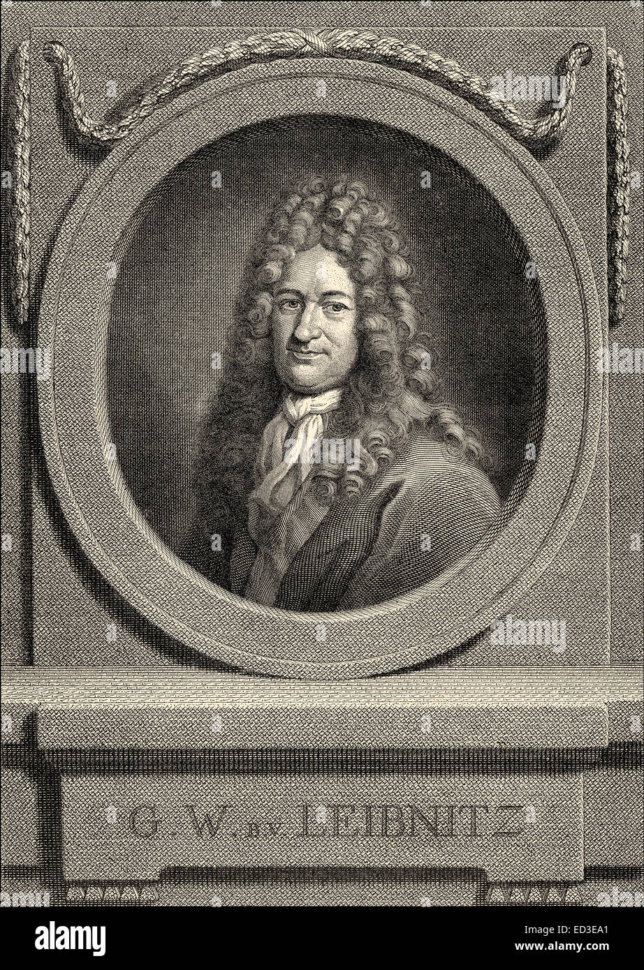 Gottfried Wilhelm Leibniz, 1646 - 1716, a German philosopher, scientist, mathematician, diplomat, physicist, historian and polit Stock Photo