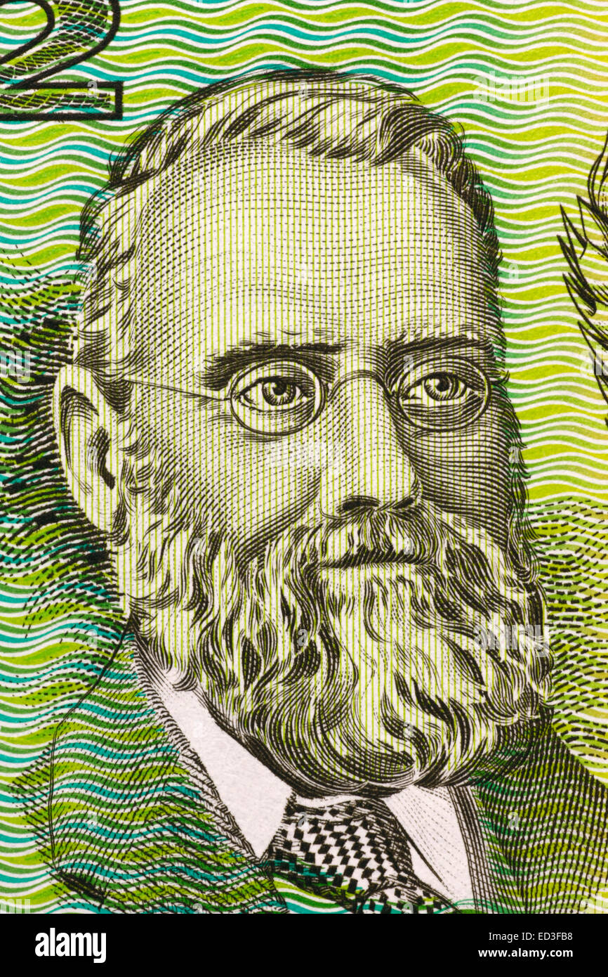 William Farrer (1845-1906) on 2 Dollars 1966 banknote from Australia. Leading Australian agronomist and plant breeder. Stock Photo