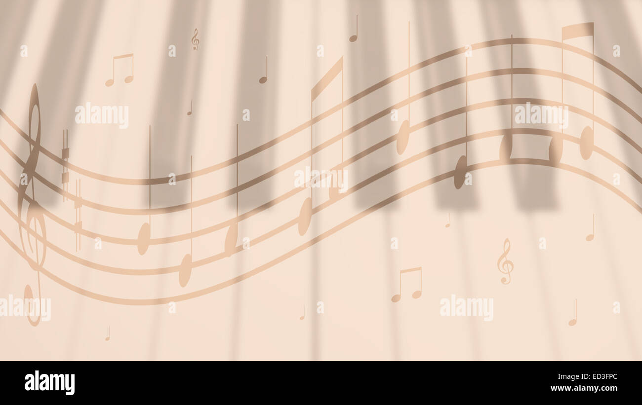 music notes with a simple melody on white background Stock Photo