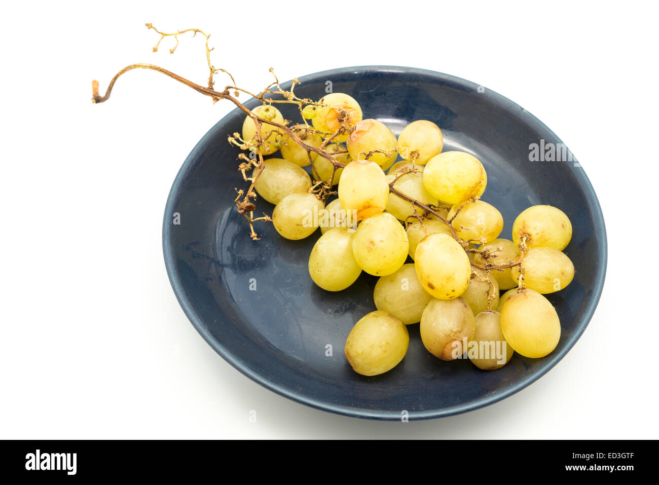 yellow grapes on a white background Stock Photo