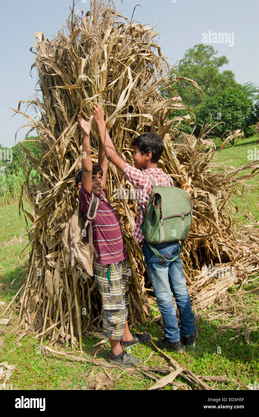 Rural indian village kids playing High Resolution Stock Photography and ...