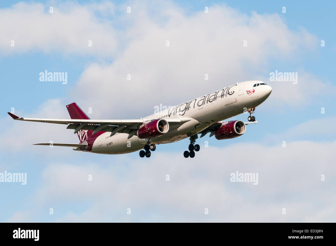 Virgin Atlantic Airbus A330 aircraft coming in to land Stock Photo