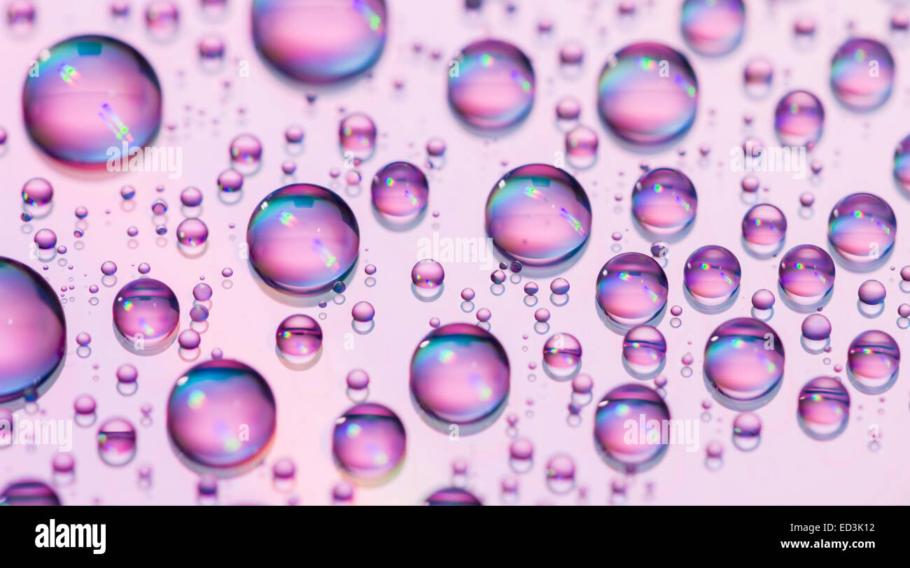 water drops on a purple background Stock Photo