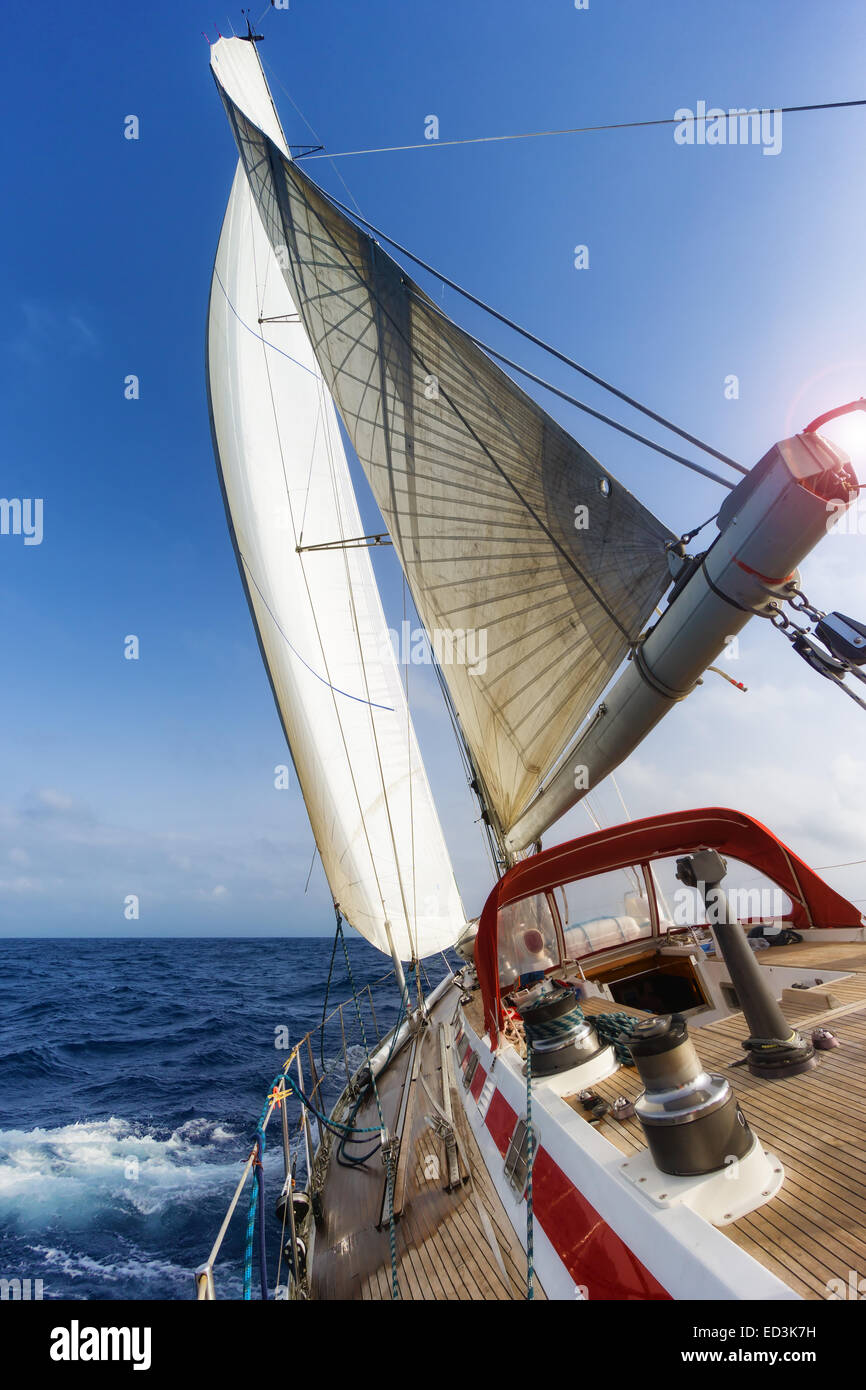 sail boat in the ocean Stock Photo