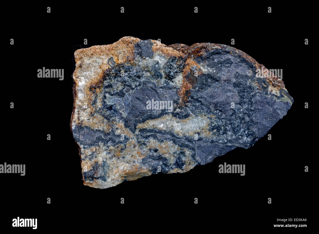 fluorobritholite, surrounded by allanite, Rare earth element bearing minerals, Colorado Stock Photo