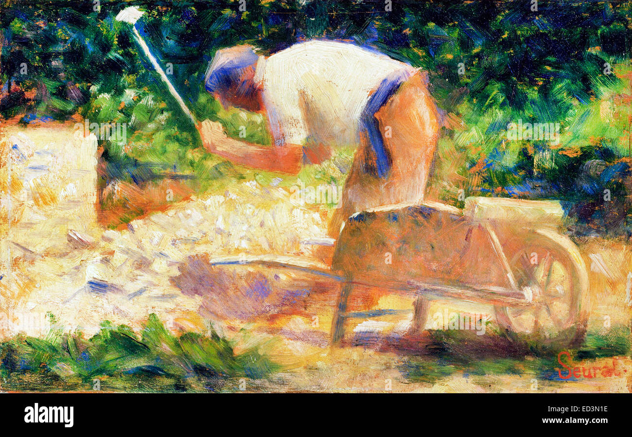 Georges Seurat, The Stone Breaker 1882 Oil on wood panel. The Phillips Collection, Washington, D.C., USA. Stock Photo