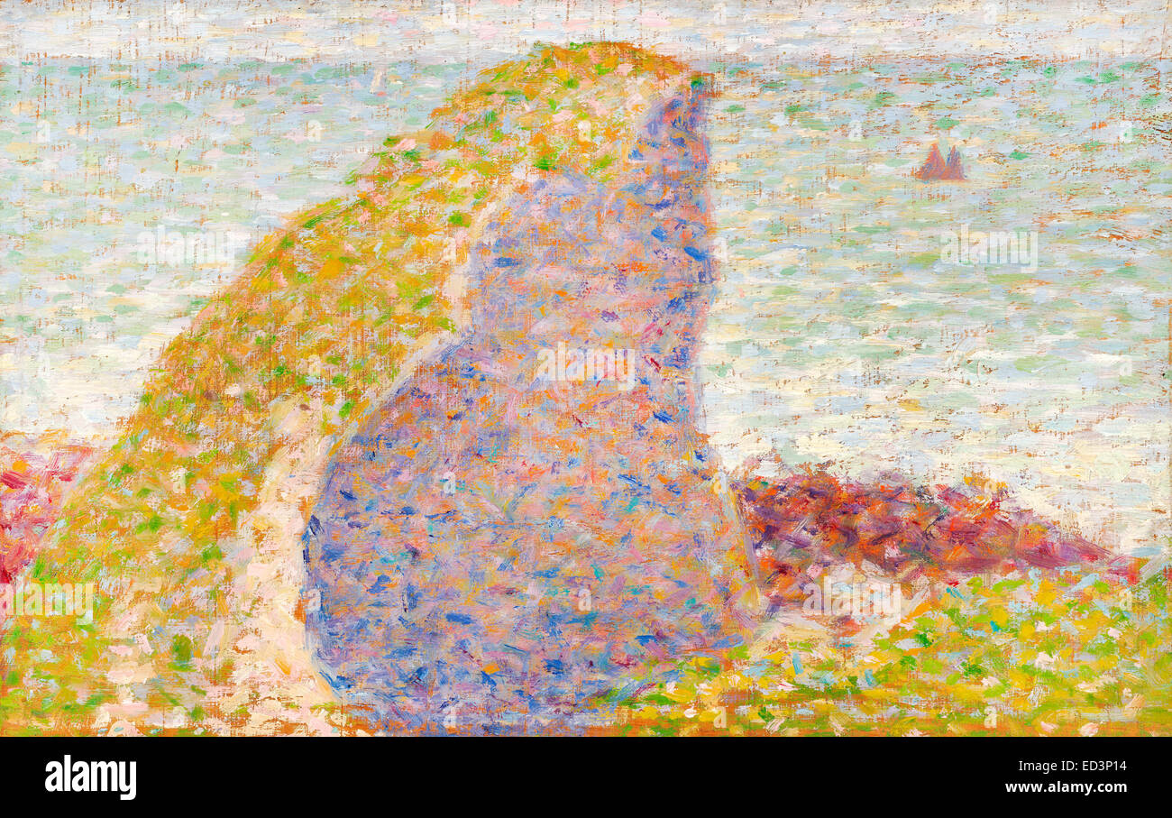 Georges Seurat, Study for Le Bec du Hoc, Grandcamp 1885 Oil on panel.  National Gallery of Australia, Canberra, Australia Stock Photo - Alamy