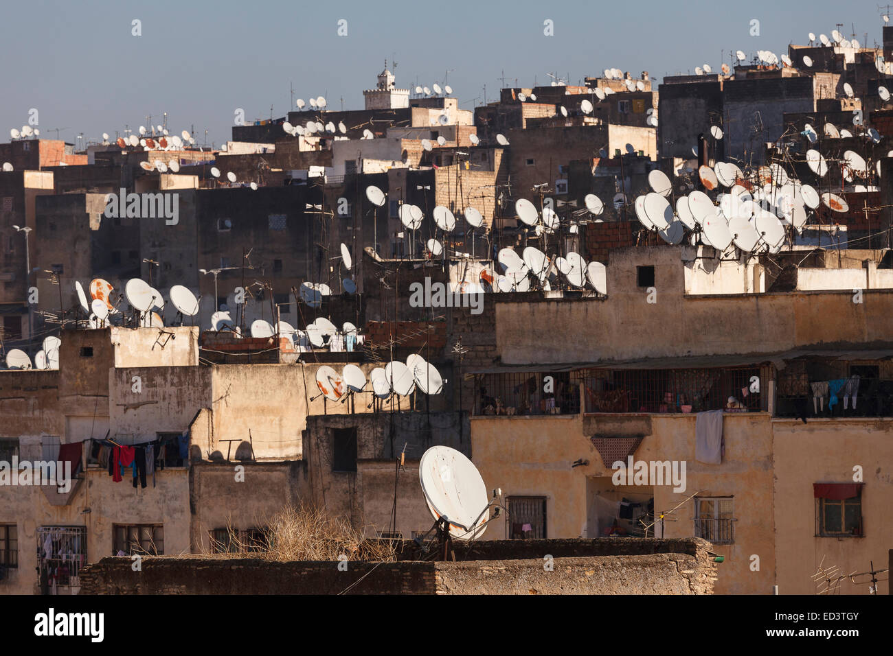 Satellite dish. Fez. Morocco. North Africa. Africa Stock Photo