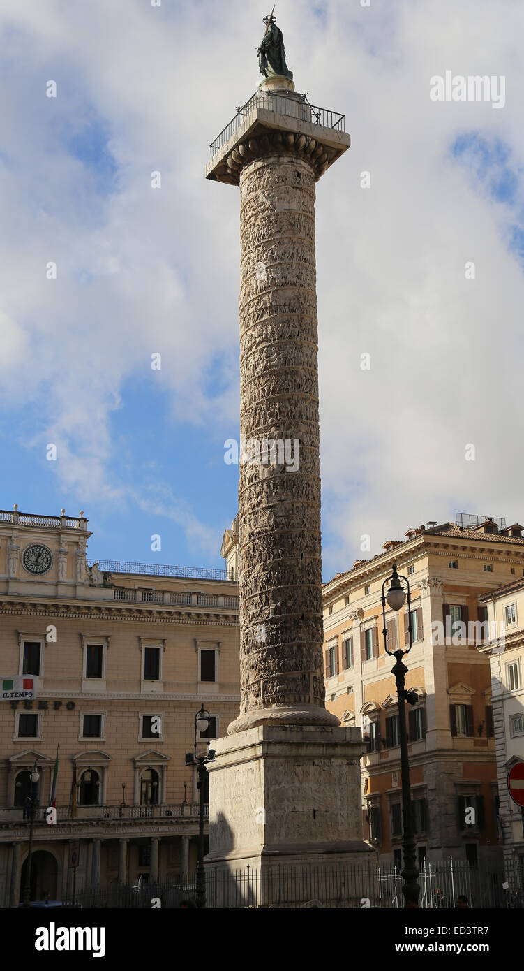 Italy. Rome. Column of Marcus Aurelius. Scene from the Marcomannics Wars. Erected, 180-196. Stock Photo