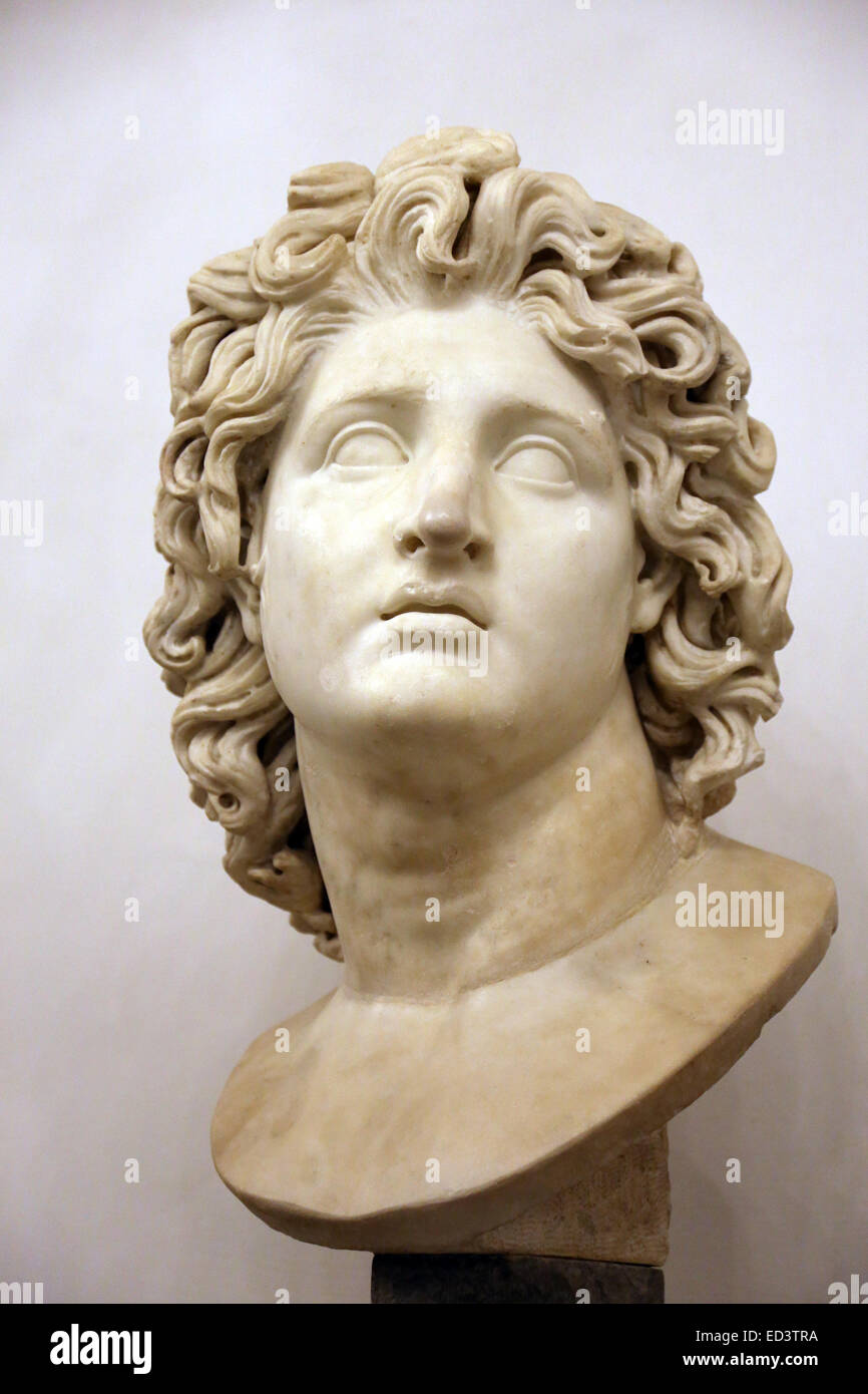 Alexander III the Great (-356-323). King of Macedonia (-336 to -323). Bust of Alexander-Helios. 3rd-2nd BC. Capitoline Museums. Stock Photo