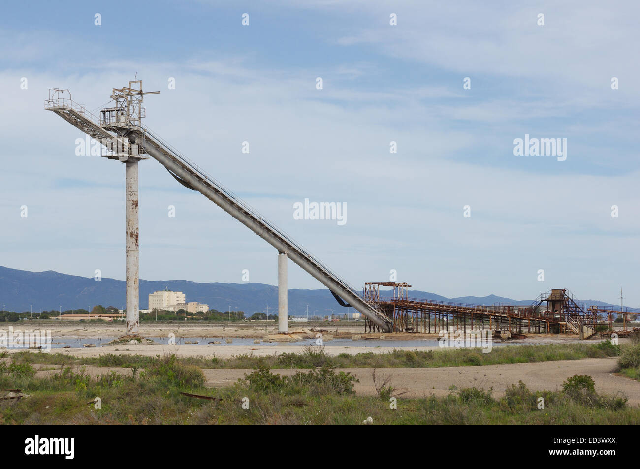 Industrial architecture. Machine used for the extraction of salt Stock Photo