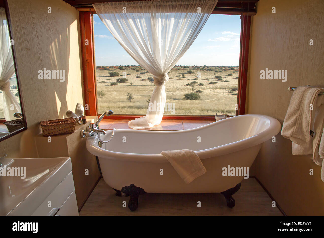 Bathroom in a african Lodge, Namibia Stock Photo