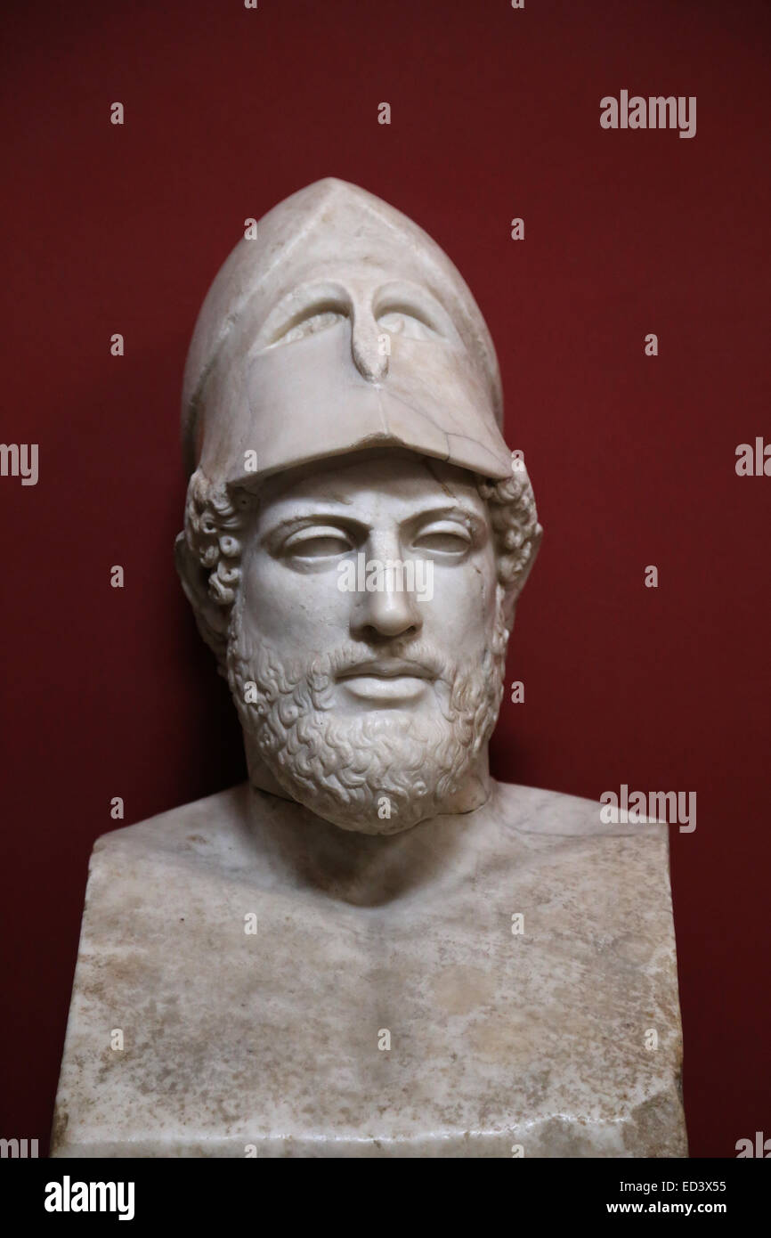 Pericles (495-495 BC). Greek statesman, orator and general of Athens during the Golden Age. Bust. Marble. Roman copy. Vatican. Stock Photo