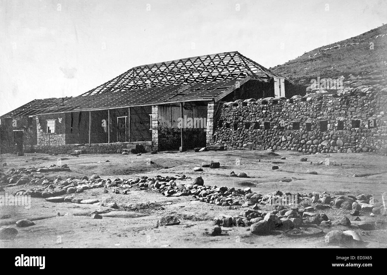 The main house at Rorke's Drift station photographed shortly after the Zulu War battle Stock Photo
