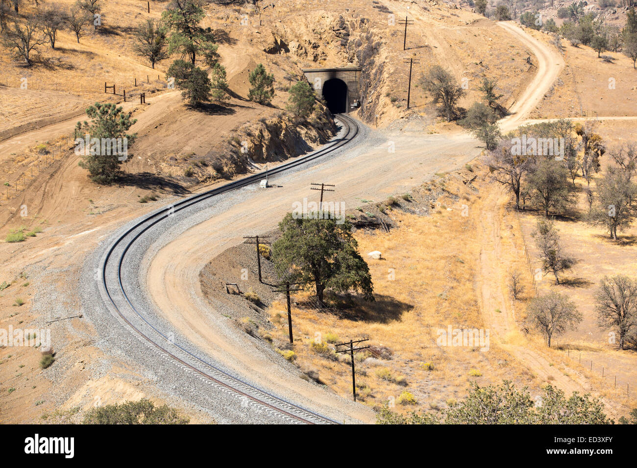 The famous Tehachapi Loop on the Ocean Pacific Railroad, California