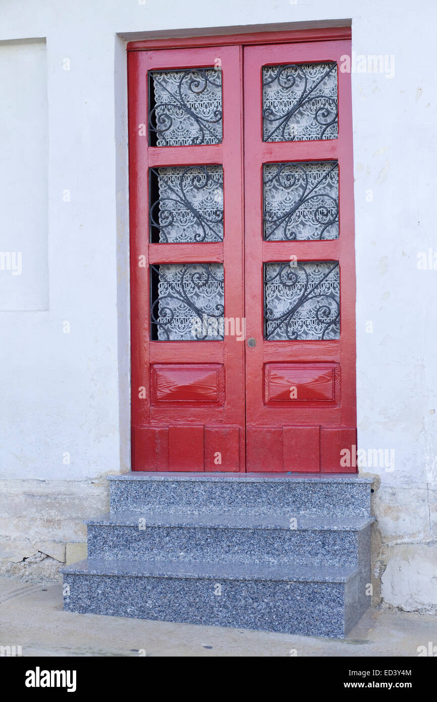 Red front door in Malta Stock Photo Alamy
