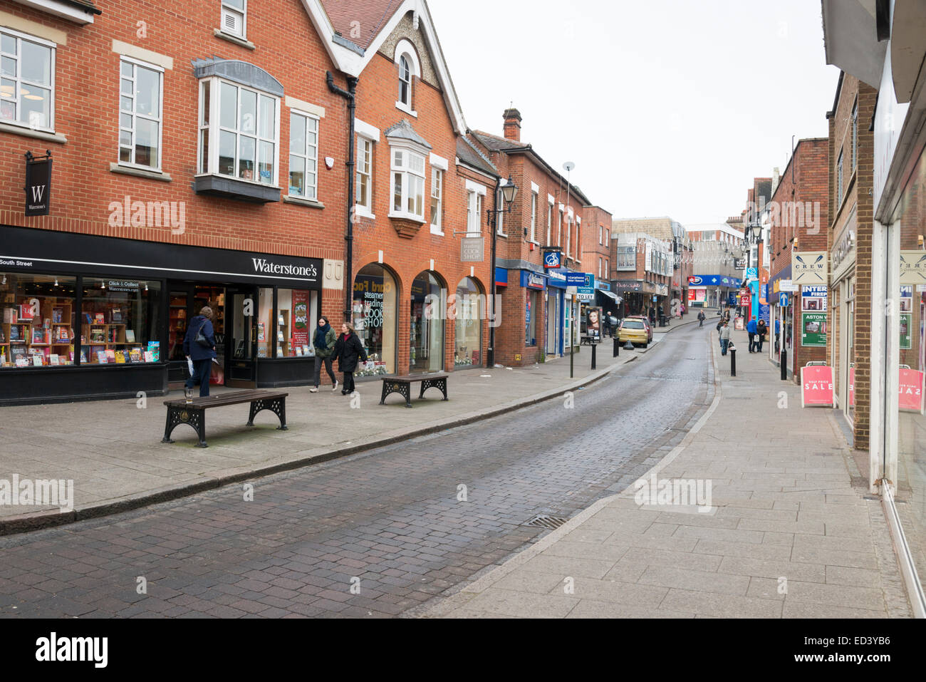Bishop’s Stortford, Hertfordshire, UK. 26th December, 2014. Shoppers take advantage of more winter sales as shops re-open after Christmas. Many shops remained closed but several major retailers started the first day of their sales.  The streets remained relatively quiet. Credit Julian Eales/Alamy Live News Stock Photo