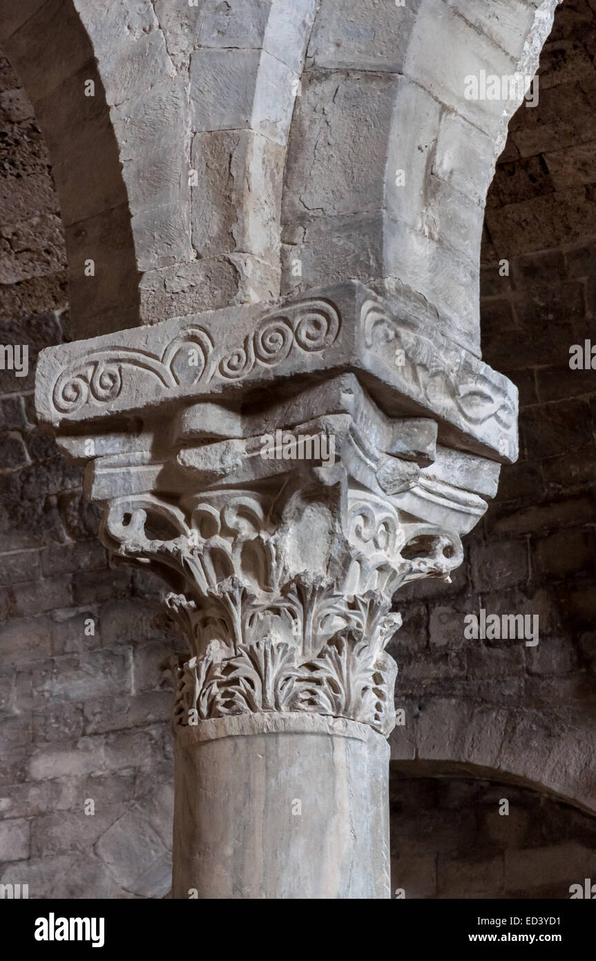 A marble pilaster in an ancient italian church Stock Photo