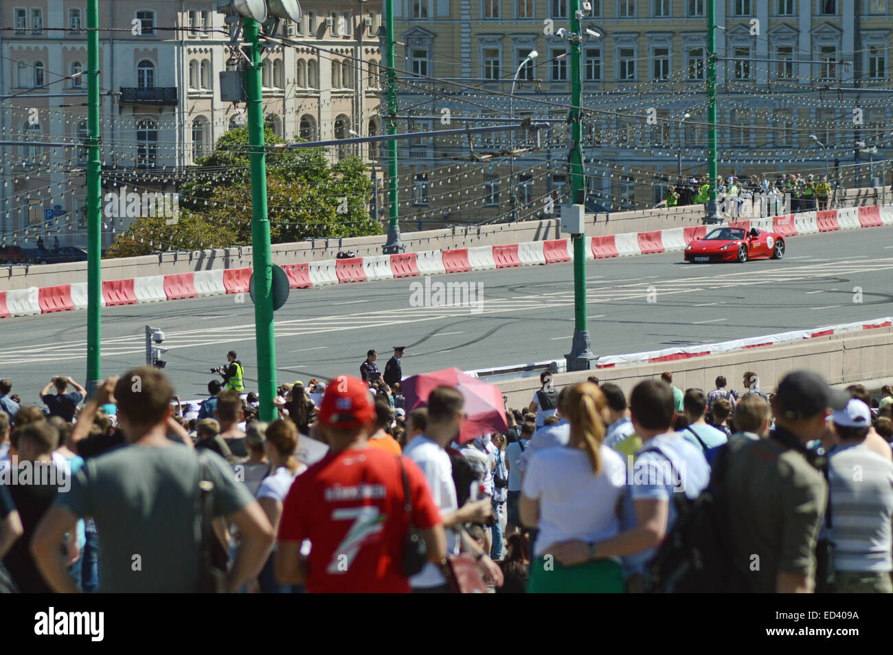 Moscow City Racing A racing car Ferrari Red car Stock Photo