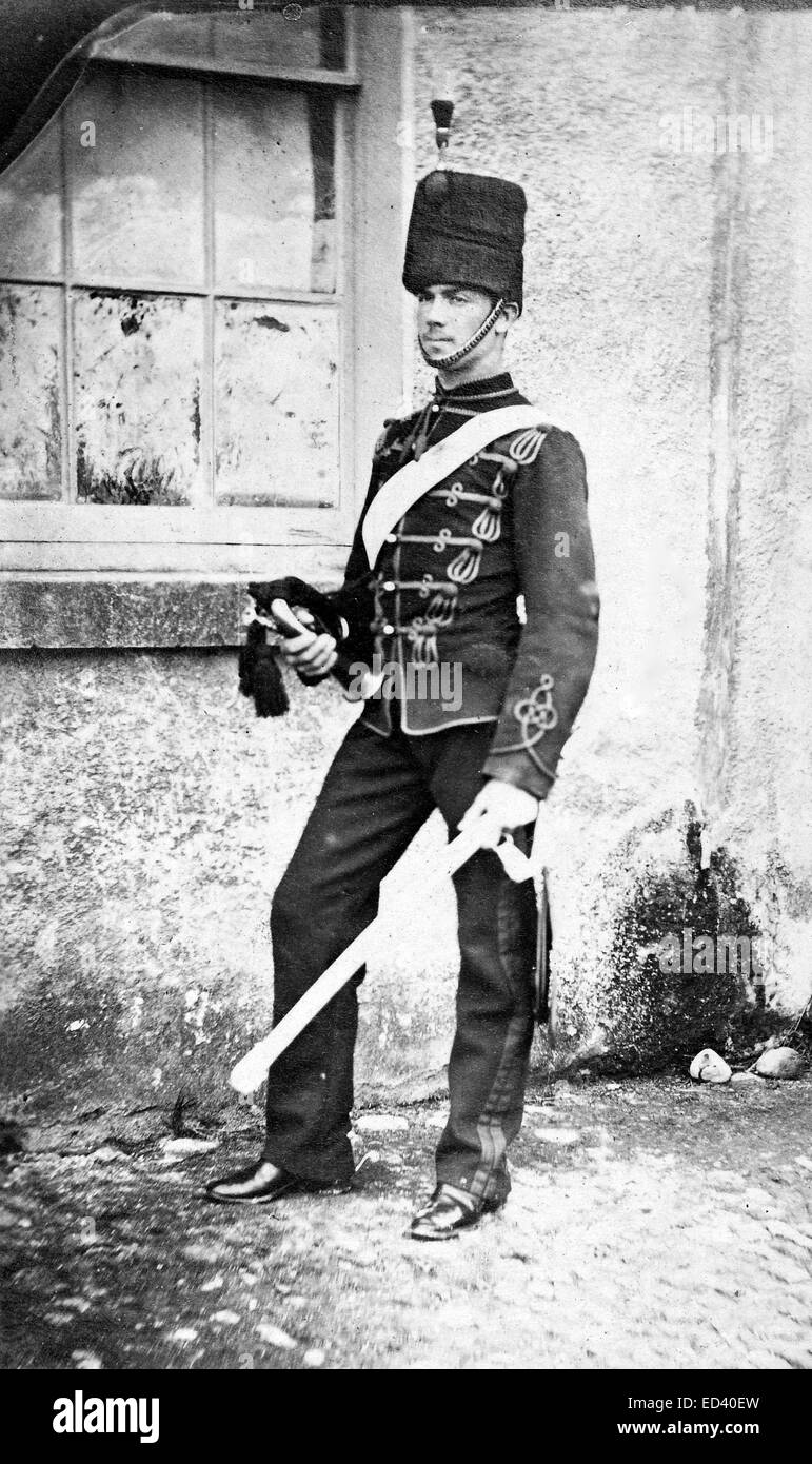 Victorian Hussar bugler C.1880s Stock Photo