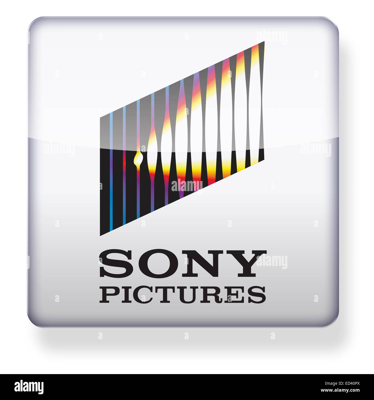 Sony Pictures logo as an app icon. Clipping path included. Stock Photo