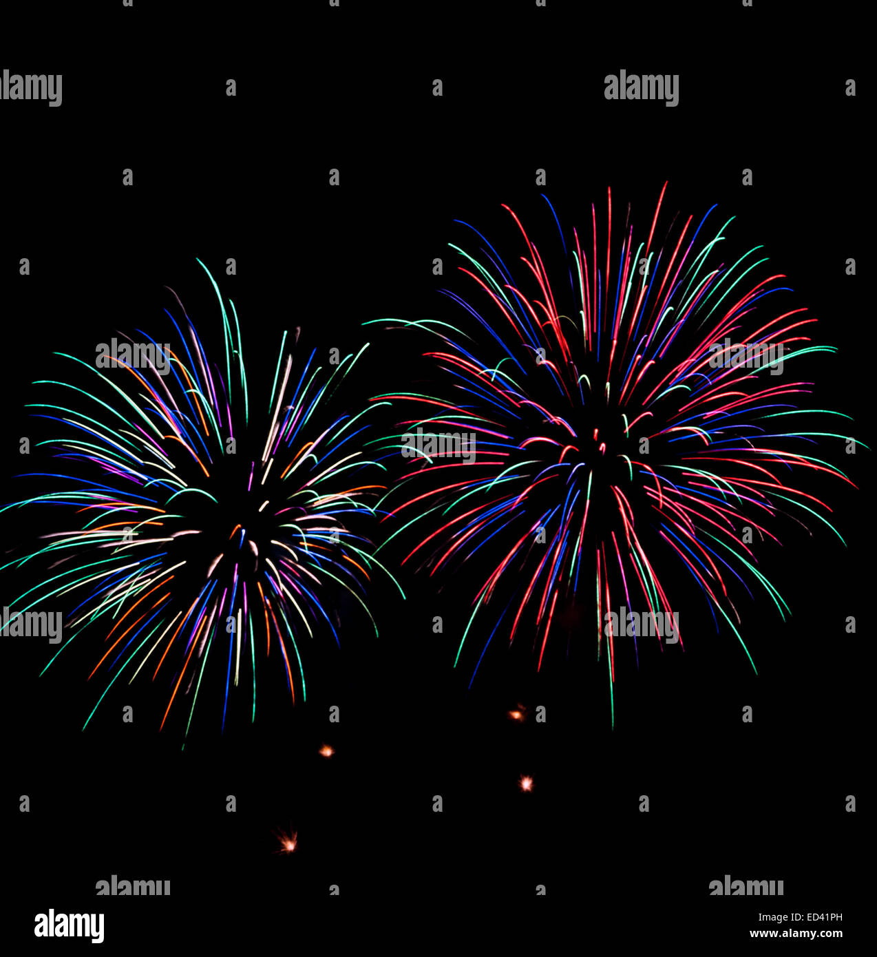 Rainbow firework in the Thai night fastival Stock Photo Alamy