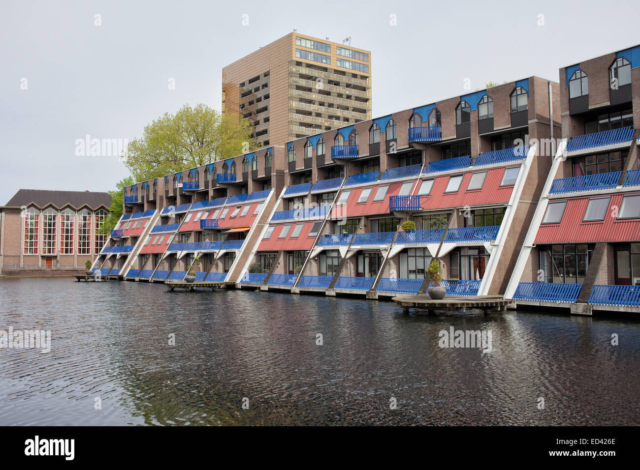 Modern apartment houses by the canal in Rotterdam city centre, Holland