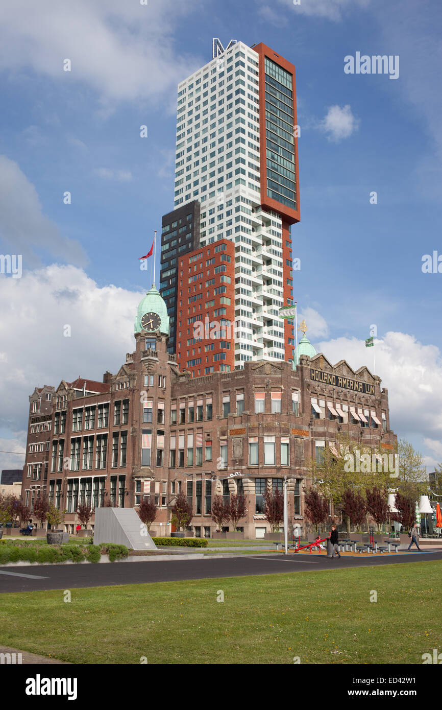 Rotterdam city downtown, Holland, Netherlands. Hotel New York in the