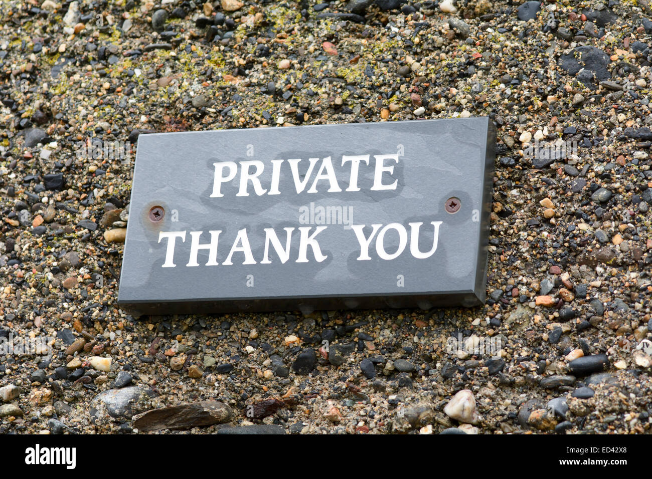 Private Thank You sign on wall Stock Photo