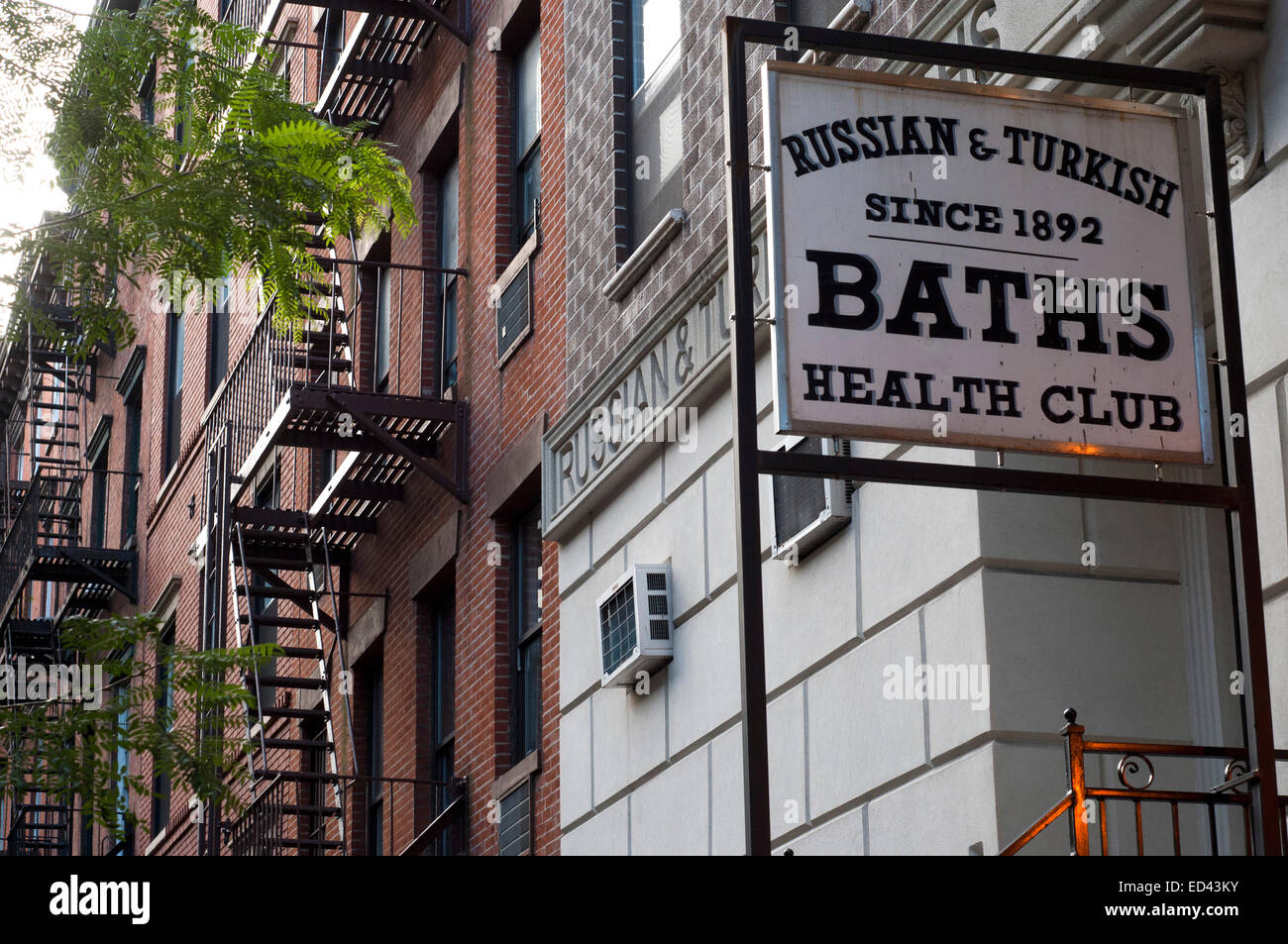 Russian & Turkish Baths, 10th Street, East Village, Manhattan, New York. Take the venerable Russian & Turkish Baths on East Tent Stock Photo