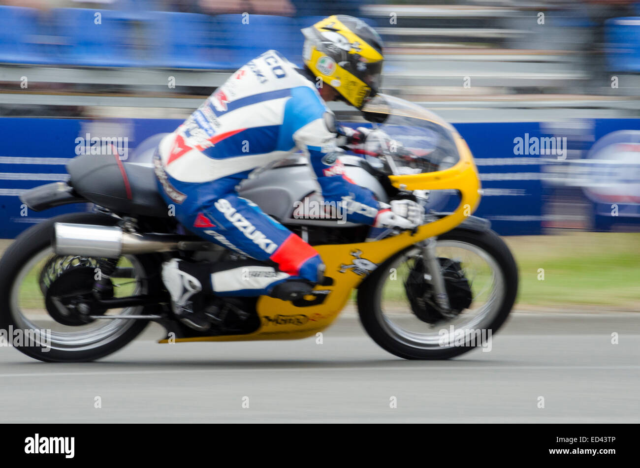 Wanganui, New Zealand. 26th Dec, 2014. Guy Martin , UK TV presenter and motorcycle racer, won the classic solo race at the annual Boxing Day “Cemetery Circuit” event in Wanganui, New Zealand on 26 December 2014 on his vintage Manx Norton bike.  The race is part of the Suzuki Series of motorcycle racing held every summer in New Zealand.  It is an exciting day of street racing on a tight one-mile street circuit around the old town cemetery in downtown Wanganui . Credit:  Geoff  Marshall/Alamy Live News Stock Photo