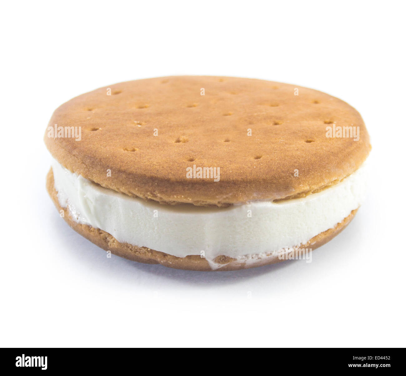 Vanilla and cookie ice cream sandwich bar on white background Stock Photo Alamy