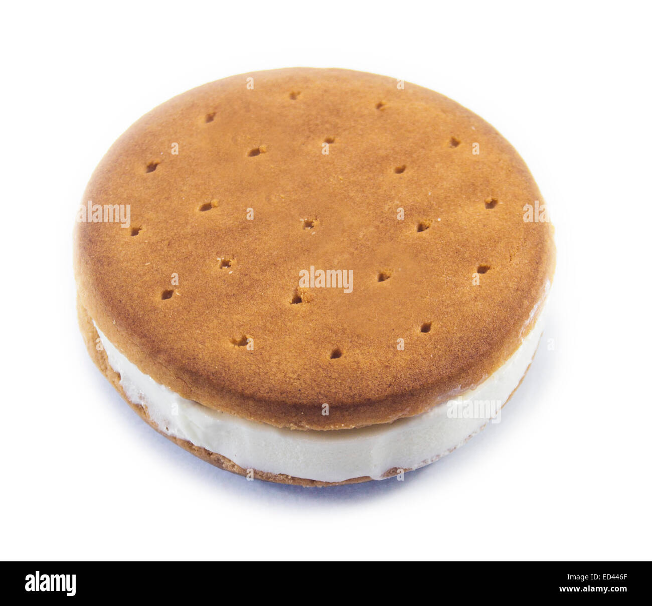 Vanilla and cookie ice cream sandwich bar on white background Stock Photo Alamy