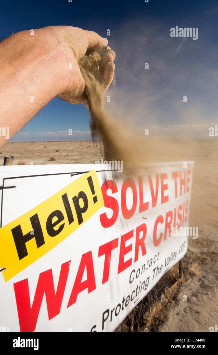 A sign about California's ongoing catastrophic drought in the Central
