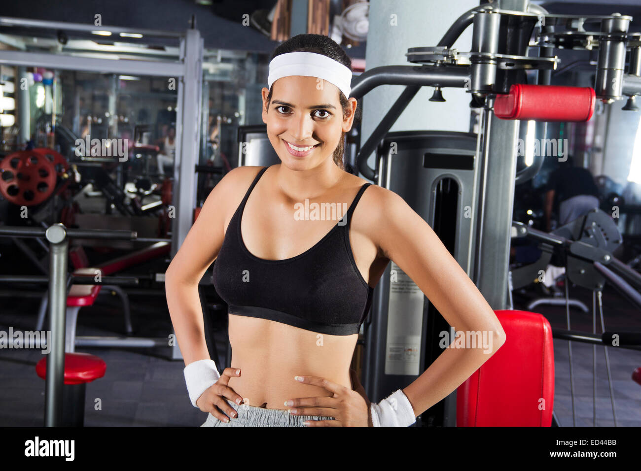 Indian sports lady gym exercising hires stock photography and images