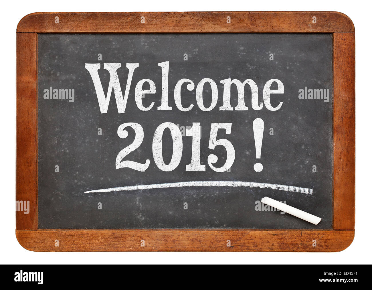 Welcome 2015 - New Year concept on a vintage slate blackboard Stock Photo
