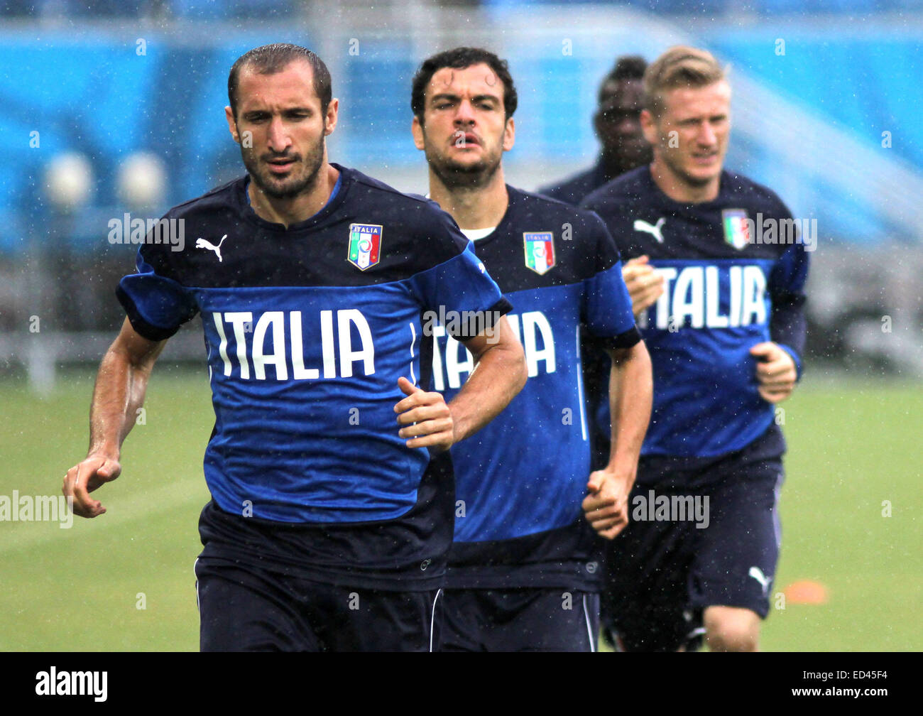 2014 FIFA World Cup - Italy Training  Featuring: Giorgio Chiellini,Ignazio Abate Where: Natal, Brazil When: 23 Jun 2014 Stock Photo