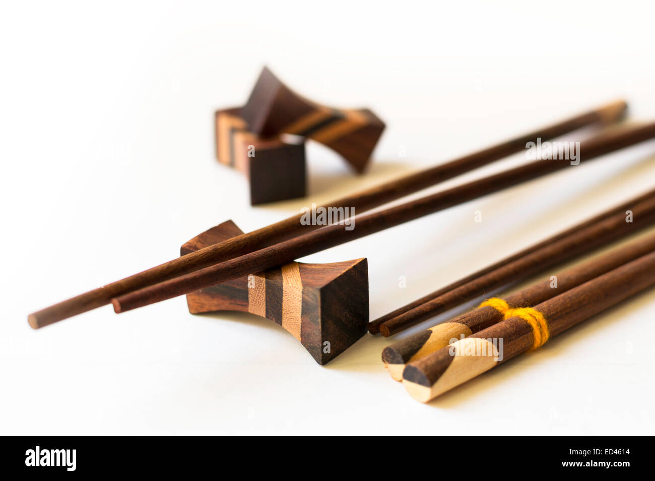 set of chinese chopsticks on a white background Stock Photo