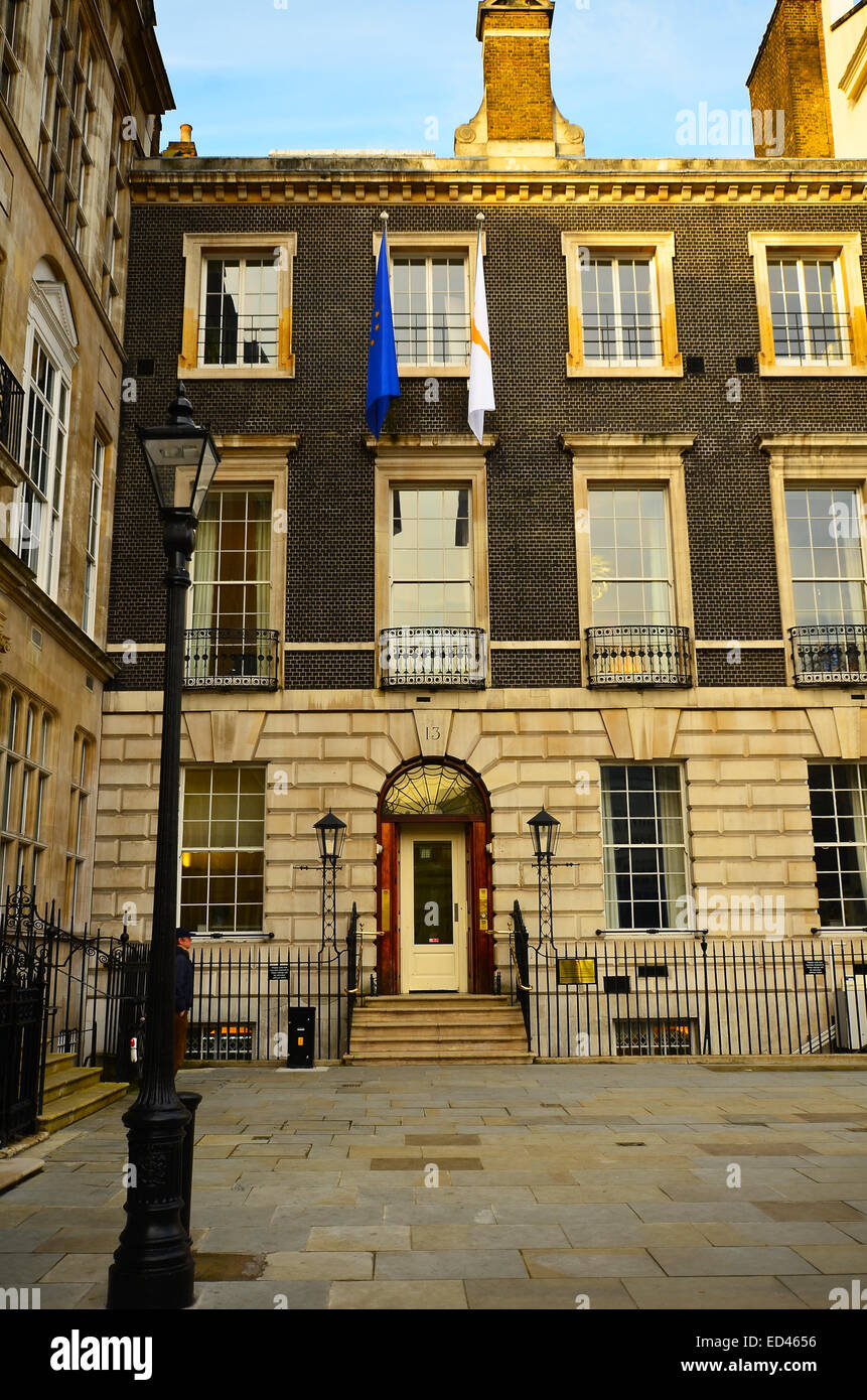 Exterior of the High Commission of the Republic of Cyprus, St James's Square, London W1 Stock Photo