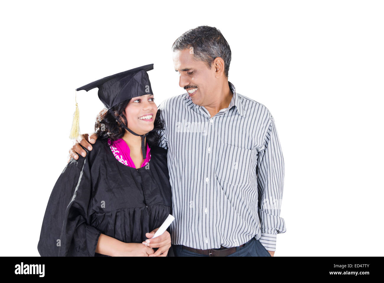 indian father with Daughter Lawyer Degree Stock Photo Alamy