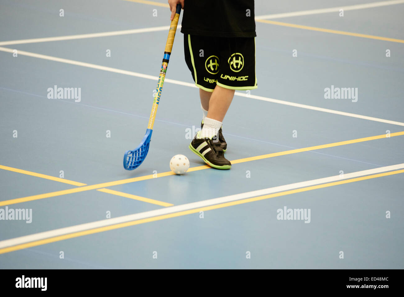 Children Boys Schoolchildren Playing Floorball Floor Hockey
