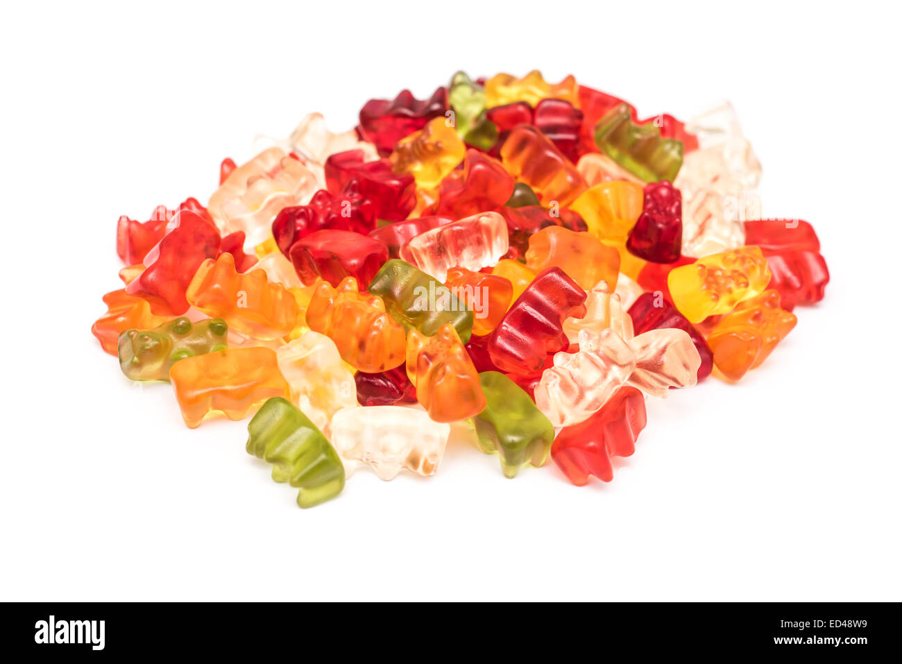 Jelly Gummy Bears Isolated On White Stock Photo