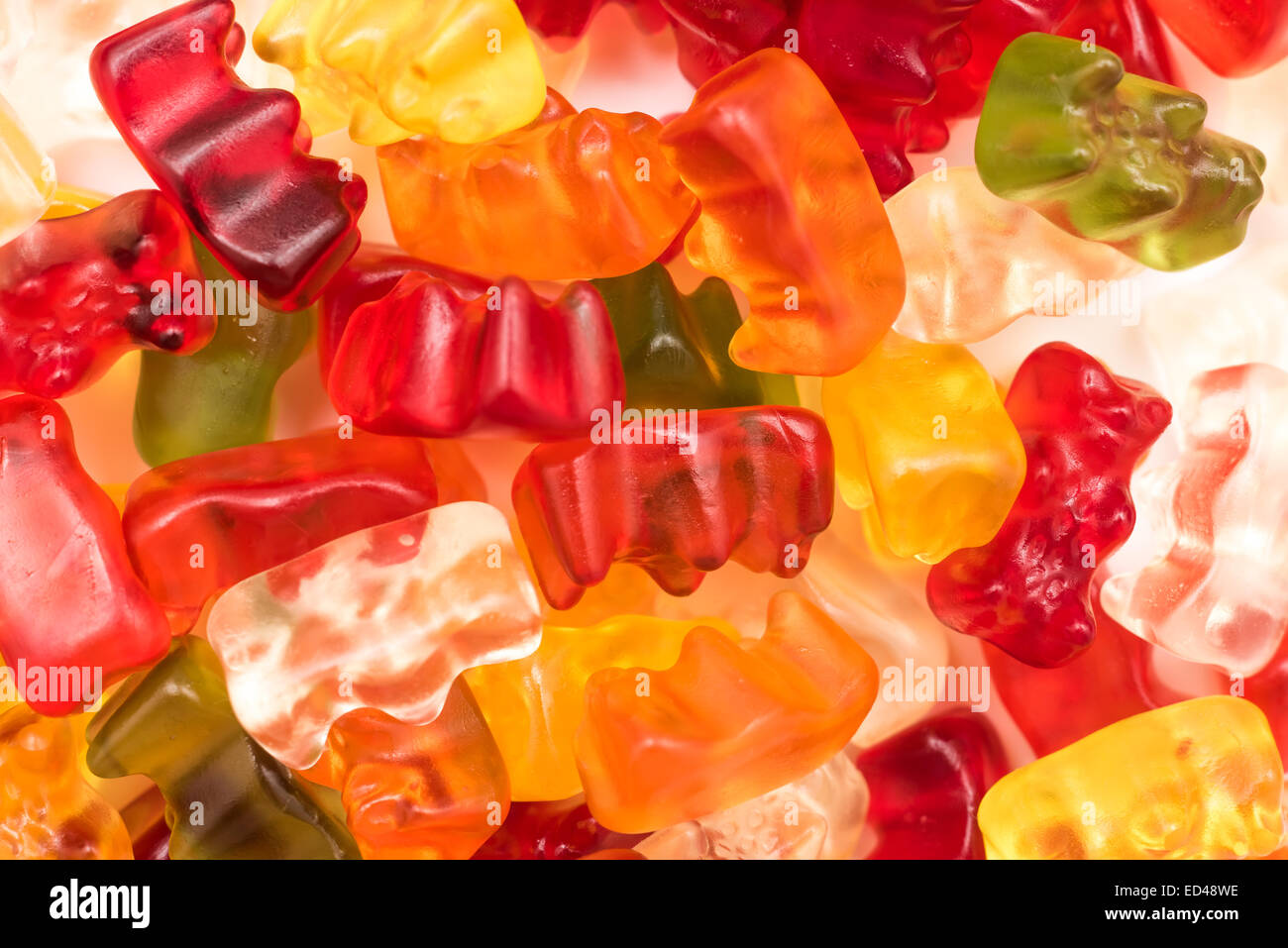 Jelly Gummy Bears Isolated On White Stock Photo