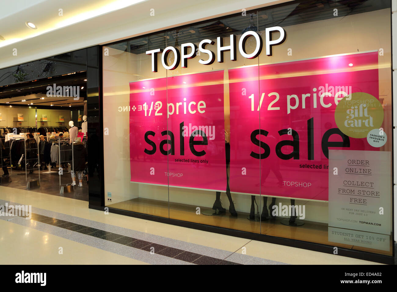 Newcastle, UK. 26th Dec, 2014. Boxing Day sales at the Topshop store in  Sunderland, England. Sale items are being sold for half price. Credit:  Stuart Forster/Alamy Live News Stock Photo - Alamy